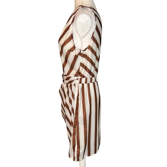 Cupshe Brown and White Asymmetrical One- Shoulder Mini Dress M - Picture 4 of 8
